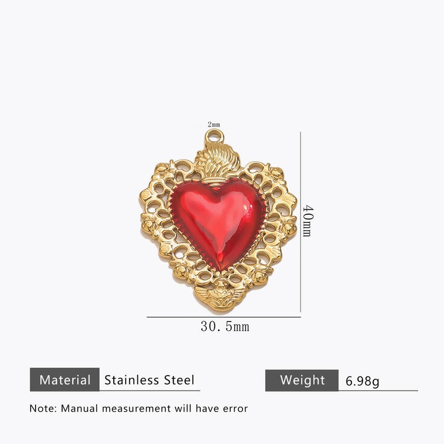Retro Gold Heart Pendant Steel 18K Gold Plated Multi Style