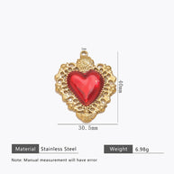 Retro Gold Heart Pendant Steel 18K Gold Plated Multi Style