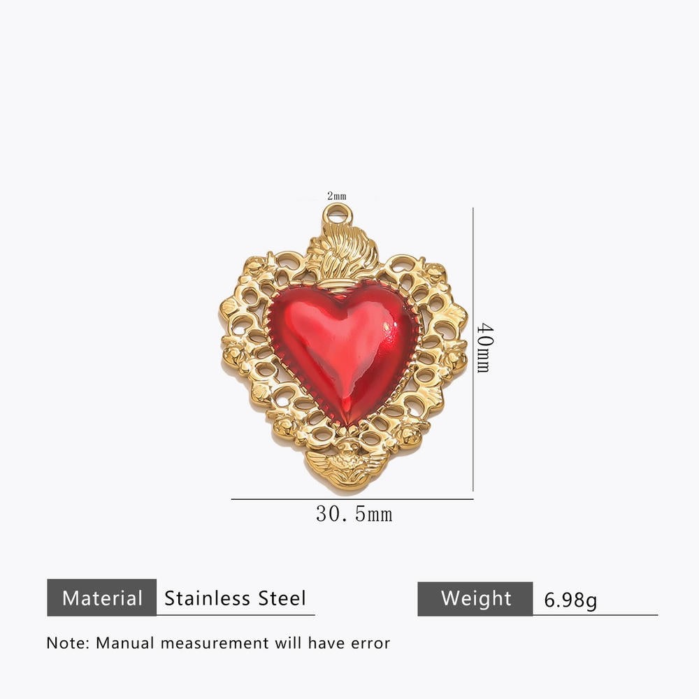 Retro Gold Heart Pendant Steel 18K Gold Plated Multi Style