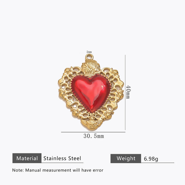 Retro Gold Heart Pendant Steel 18K Gold Plated Multi Style