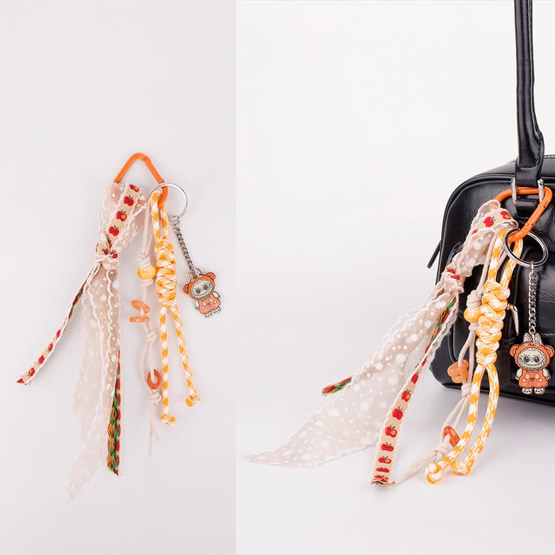 Sport Labubu Keychain | Miu-Style Lovely Pink Woven Rope Tag
