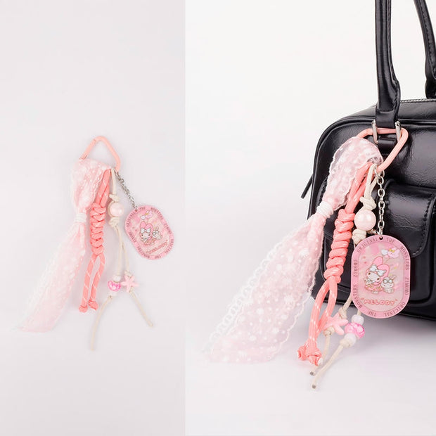 Sport Labubu Keychain | Miu-Style Lovely Pink Woven Rope Tag