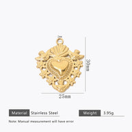 DIY Heart Pendant Steel 18K Gold Plated Handmade Jewelry