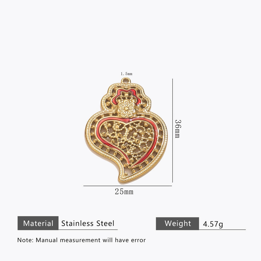 Retro Gold Heart Pendant Steel 18K Gold Plated Multi Style