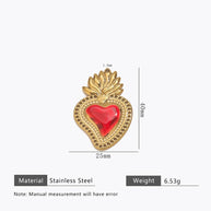 Retro Gold Heart Pendant Steel 18K Gold Plated Multi Style