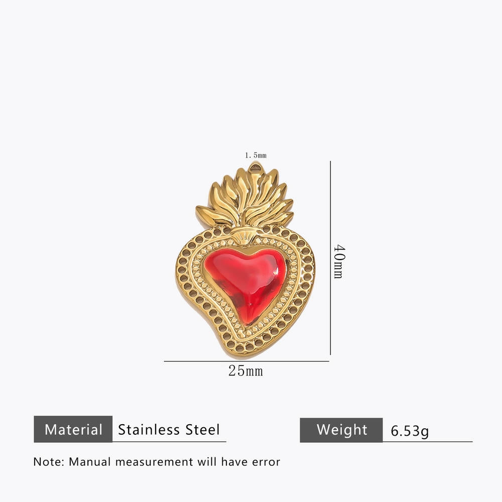 Retro Gold Heart Pendant Steel 18K Gold Plated Multi Style
