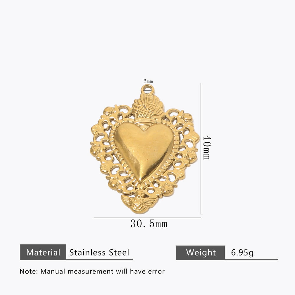 DIY Heart Pendant Steel 18K Gold Plated Handmade Jewelry