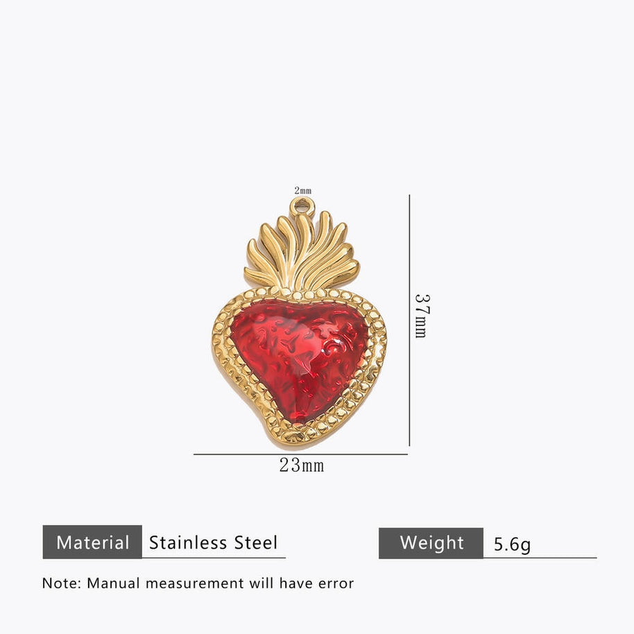 Retro Gold Heart Pendant Steel 18K Gold Plated Multi Style