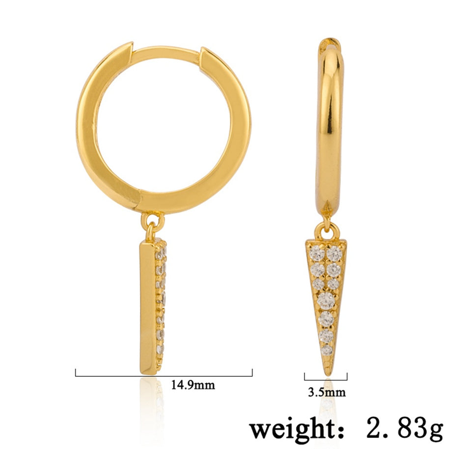 Quality Huggie Triangle Dangle Earrings