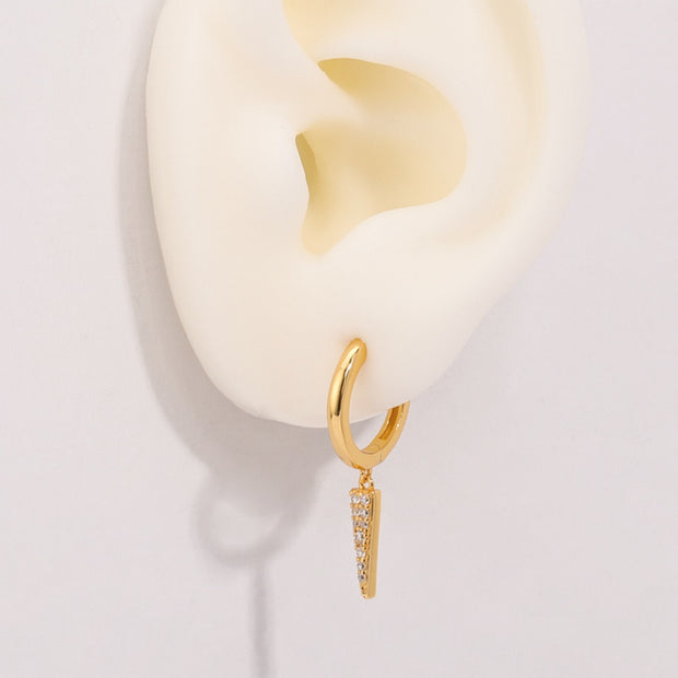 Quality Huggie Triangle Dangle Earrings