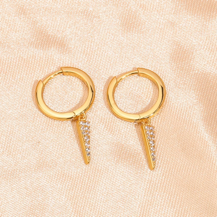 Quality Huggie Triangle Dangle Earrings