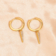Quality Huggie Triangle Dangle Earrings