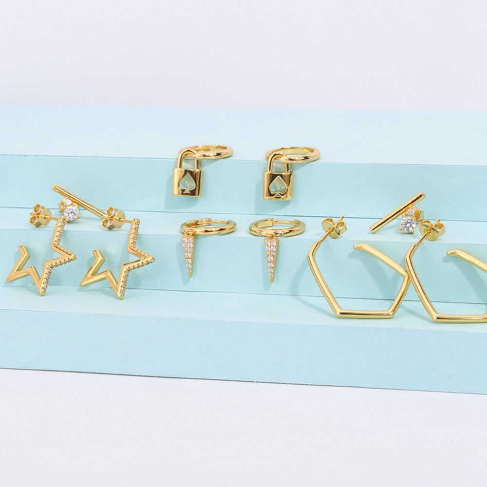 Quality Huggie Triangle Dangle Earrings