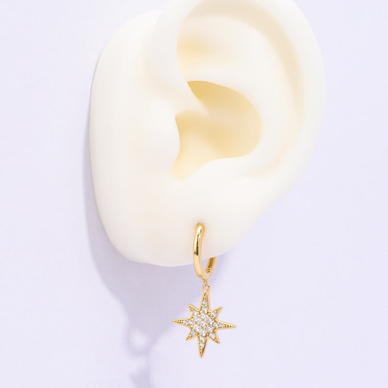 Cubic Zirconia Moon And Star Hoops