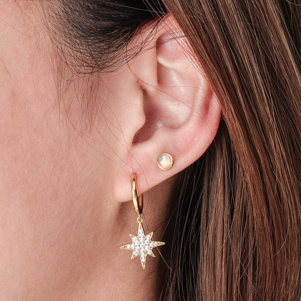 Cubic Zirconia Moon And Star Hoops