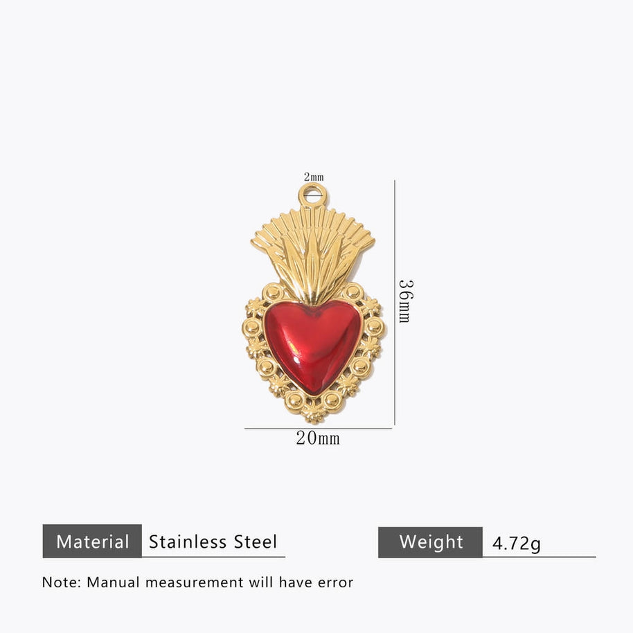 Retro Gold Heart Pendant Steel 18K Gold Plated Multi Style