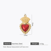 Retro Gold Heart Pendant Steel 18K Gold Plated Multi Style