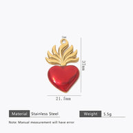 Retro Gold Heart Pendant Steel 18K Gold Plated Multi Style