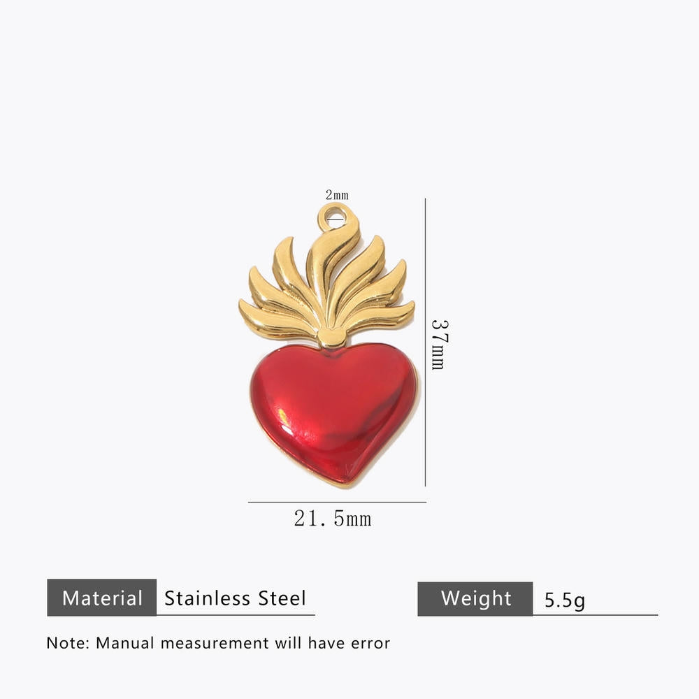 Retro Gold Heart Pendant Steel 18K Gold Plated Multi Style