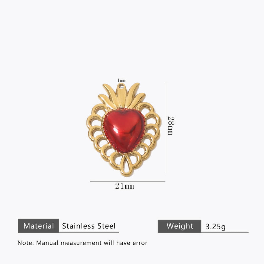 Retro Gold Heart Pendant Steel 18K Gold Plated Multi Style