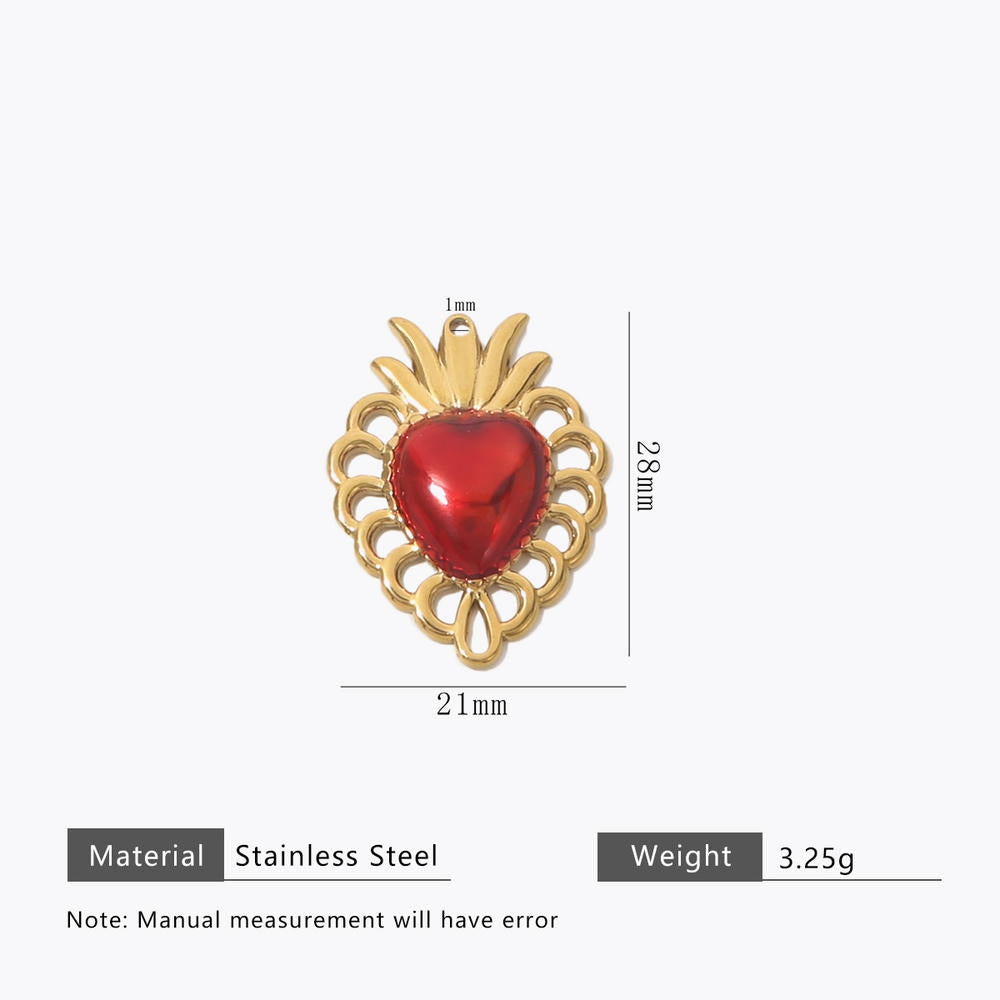 Retro Gold Heart Pendant Steel 18K Gold Plated Multi Style