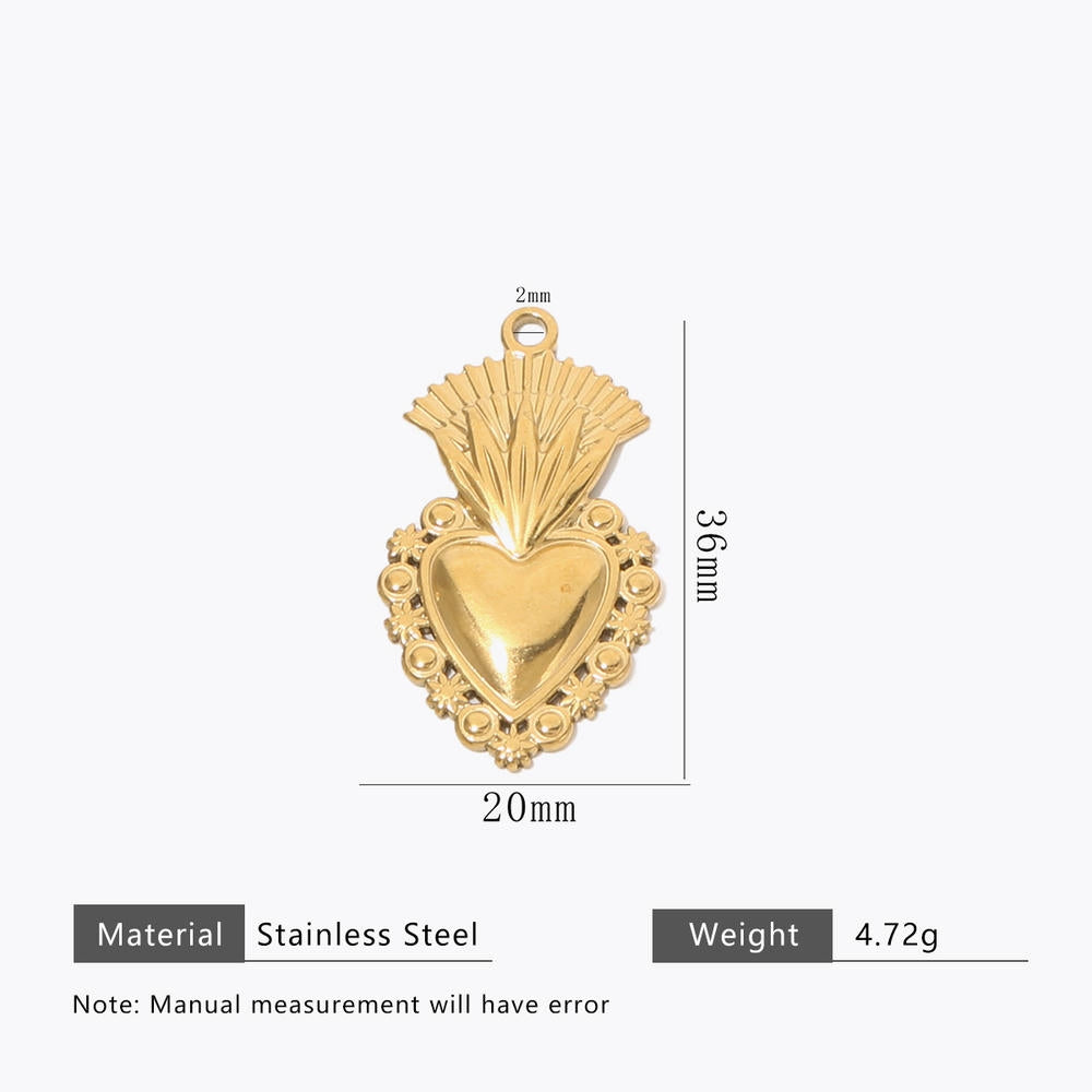 DIY Heart Pendant Steel 18K Gold Plated Handmade Jewelry