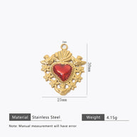 Retro Gold Heart Pendant Steel 18K Gold Plated Multi Style