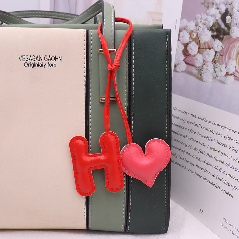 Heart Letter Keychain | Leather H Charm | Handma Toy