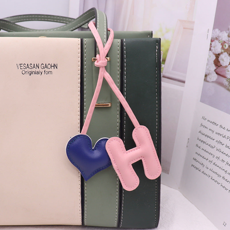 Heart Letter Keychain | Leather H Charm | Handma Toy