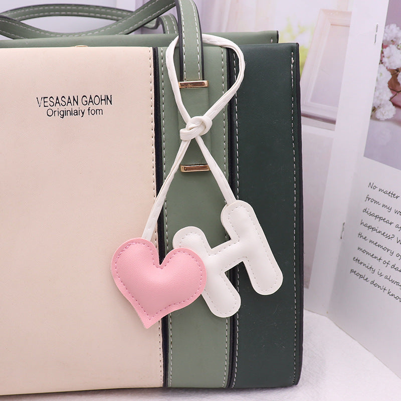 Heart Letter Keychain | Leather H Charm | Handma Toy
