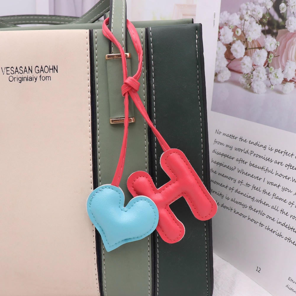 Heart Letter Keychain | Leather H Charm | Handma Toy