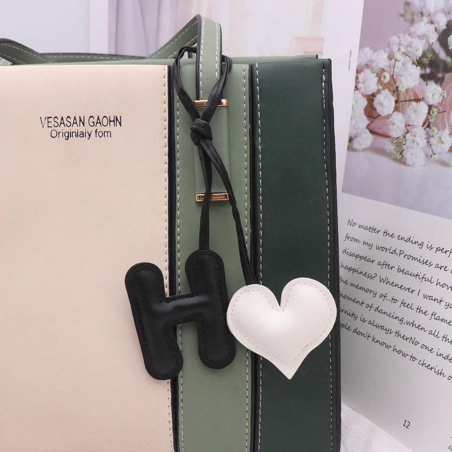 Heart Letter Keychain | Leather H Charm | Handma Toy