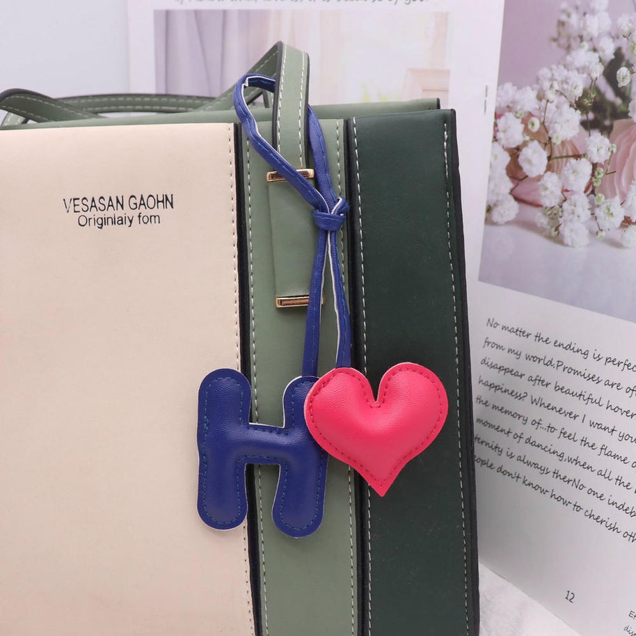 Heart Letter Keychain | Leather H Charm | Handma Toy