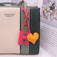 Heart Letter Keychain | Leather H Charm | Handma Toy