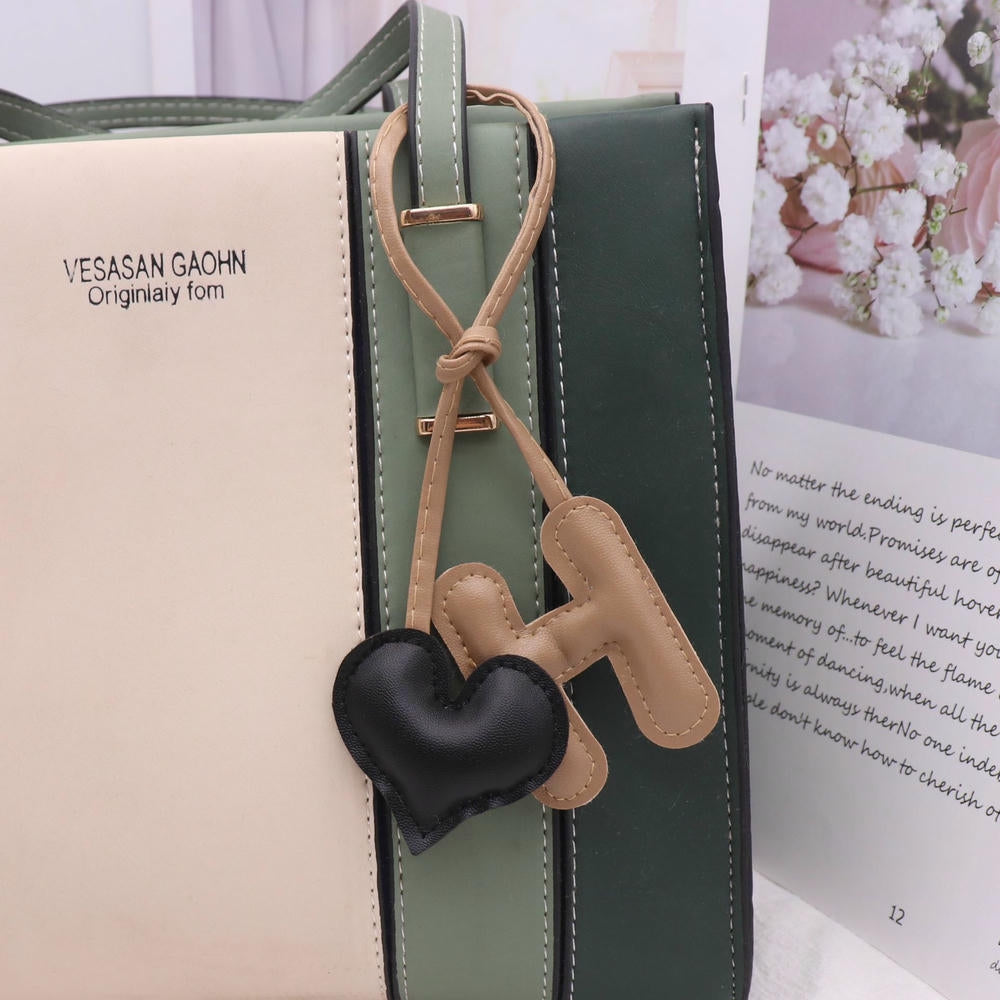 Heart Letter Keychain | Leather H Charm | Handma Toy