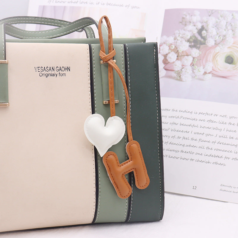 Heart Letter Keychain | Leather H Charm | Handma Toy