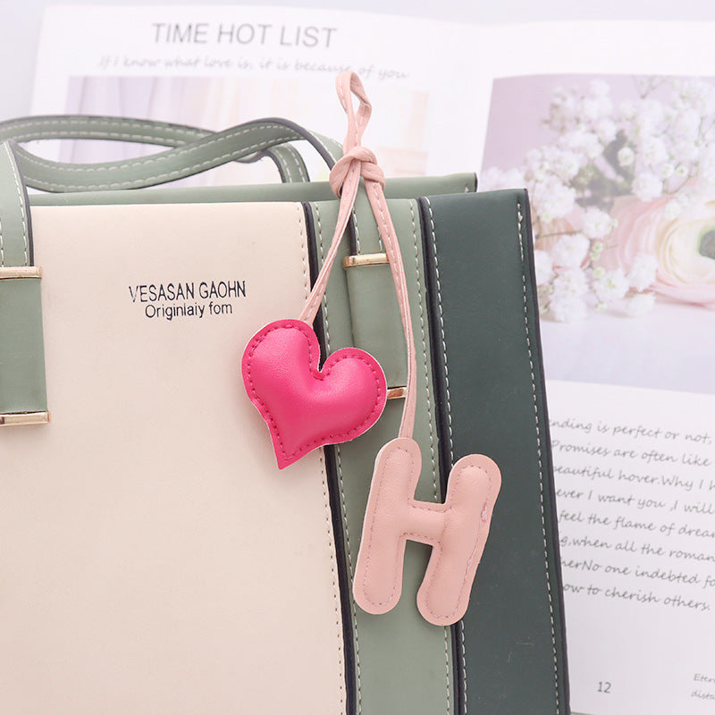 Heart Letter Keychain | Leather H Charm | Handma Toy