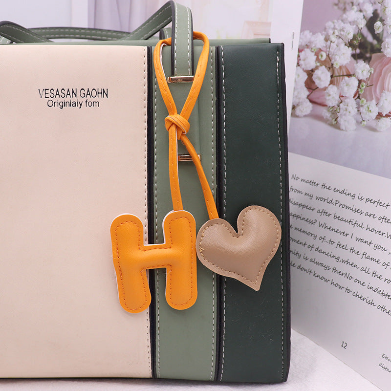 Heart Letter Keychain | Leather H Charm | Handma Toy