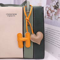 Heart Letter Keychain | Leather H Charm | Handma Toy