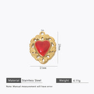 Retro Gold Heart Pendant Steel 18K Gold Plated Multi Style