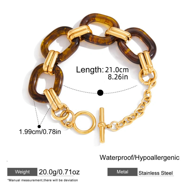 Amber Resin OT-Cuff | Fade-Resistant Steel Bracelet