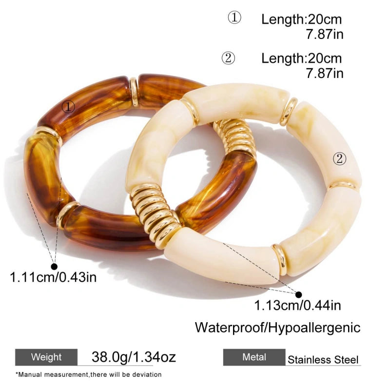 UV Gold Plated Resin Bangle | Maillard Bamboo Bracelet Cuff