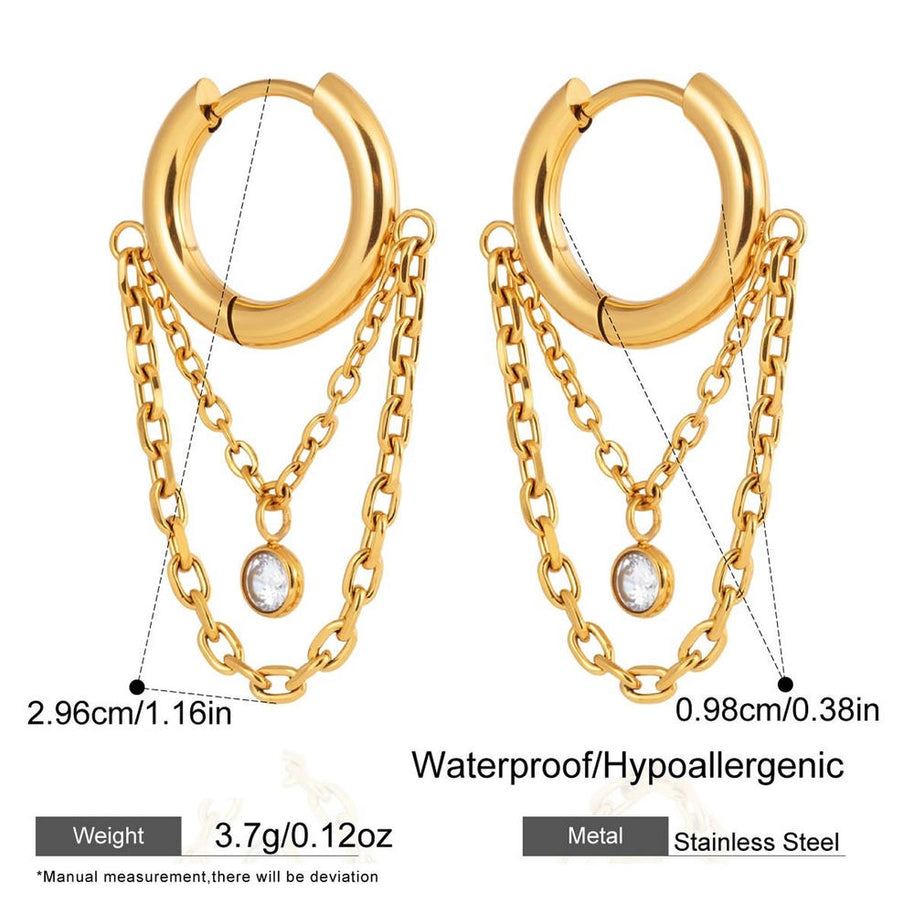 Fringe Hoop Earring | Gold Plated Stainless | Luxury Women's