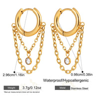 Fringe Hoop Earring | Gold Plated Stainless | Luxury Women's