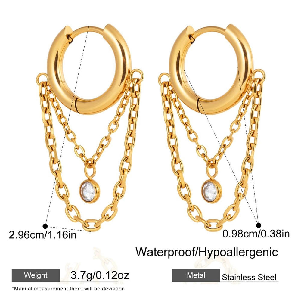 Fringe Hoop Earring | Gold Plated Stainless | Luxury Women's