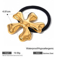 Flower Hair Tie Stainless Steel Scrunchie JXH2406017