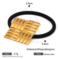 Stripe Hair Tie Stainless Steel Ponytail JXHW2407022