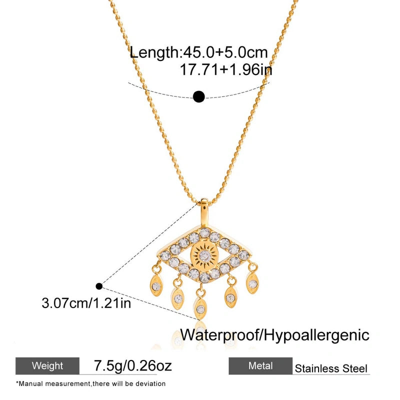 Evil Eye Zircon Necklace | Stainless Steel Fringe Jewelry