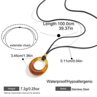 Amber Resin Long Necklace | Black Cord Fashion Chain
