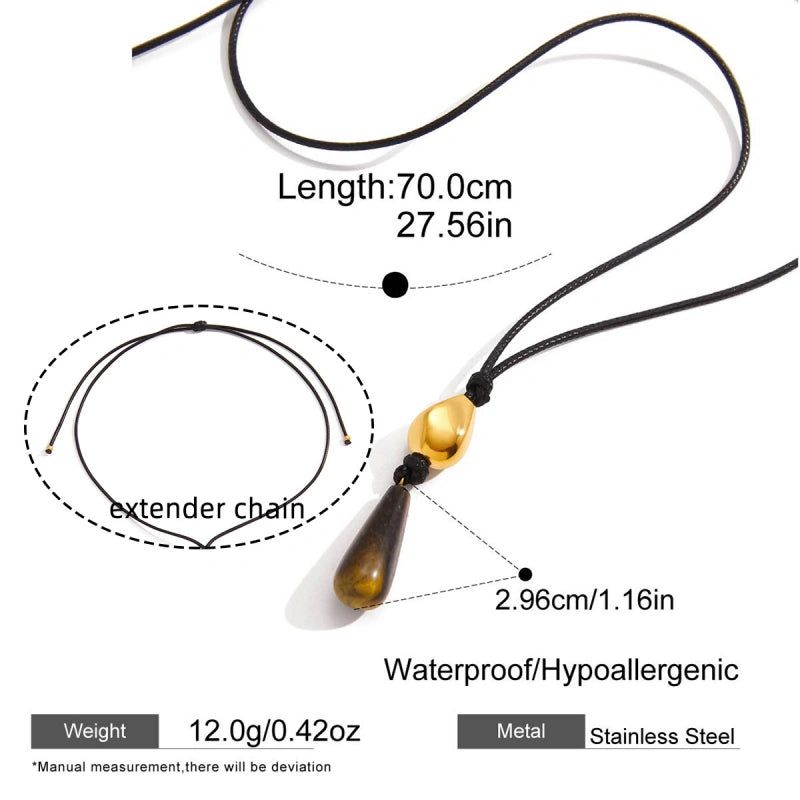 Popular Black Rope Necklace | 18K Gold Plated Sweater Chain